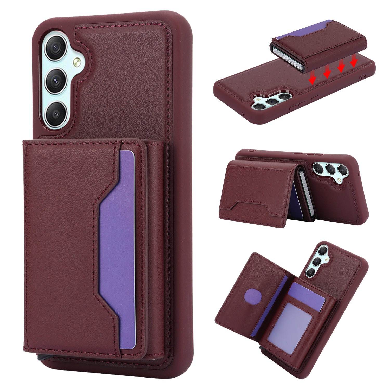 For Samsung Galaxy A34 5G Kickstand Case RFID Blocking Detachable Pop-Up Card Holder Phone Cover For Samsung Galaxy A34 5G Kickstand Case RFID Blocking Detachable Pop-Up Card Holder Phone Cover